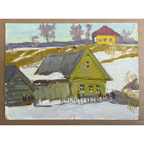 Картина "Домик зимой"