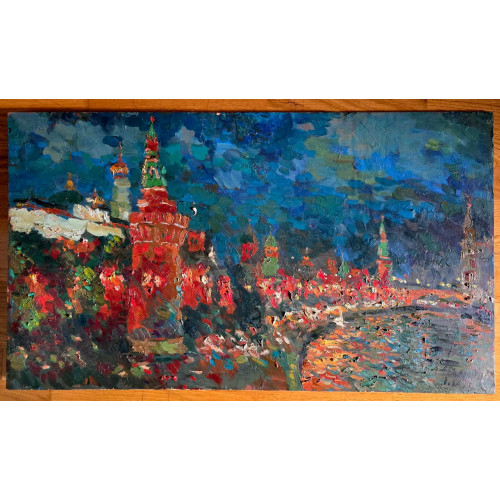 Картина "Москва ночная на Кремль"