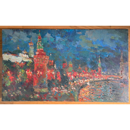Картина "Москва ночная на Кремль"