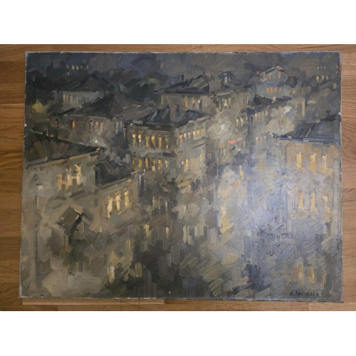 Картина Ночной городской пейзаж, художник Хрусталев Сергей Викторович