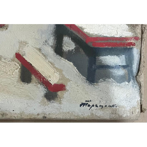 Картина Первый снег, 1982 г., художник Терещенко Николай Иванович