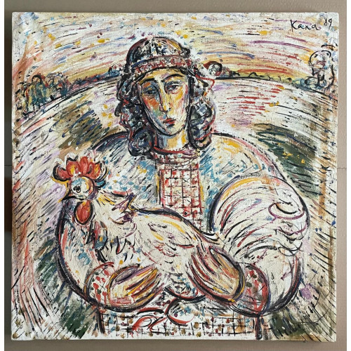 Картина Женщина и петух, художник Копачёв Виталий Валентинович