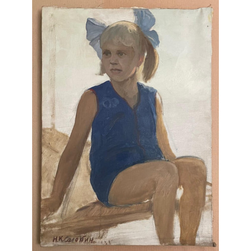 Картина На качелях, художник Соломин Николай Константинович