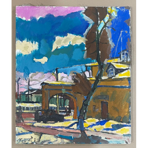 Картина Мартовский ветер, художник Крутов Николай Петрович