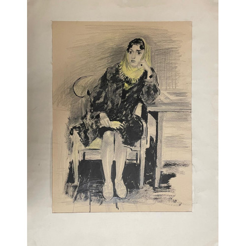 Картина Девушка в шубке 1969 год, художник Витинг Николай Иосифович