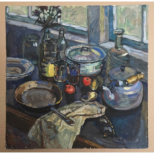 Картина Натюрморт с посудой, художник Дыминский Виктор Бронеславович