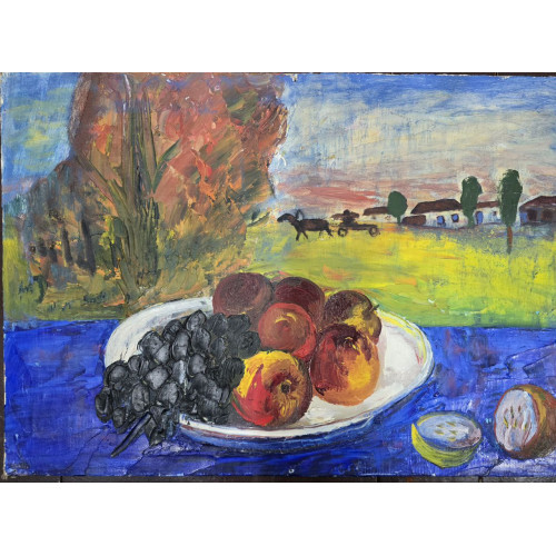 Картина Натюрморт с чёрном виноградом 1980 г, художник Чубаров Евгений Иосифович