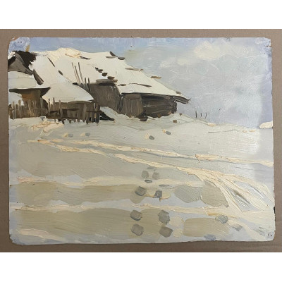 Следы от повозки на снегу