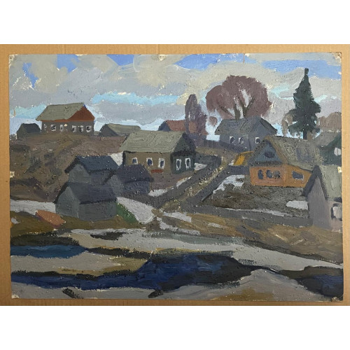 Картина Оттепель 1972 см., художник Телегин Владимир Павлович 