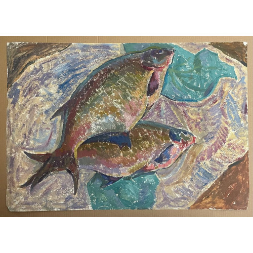 Картина Рыба на столе 1970 г, художник Телегин Владимир Павлович 