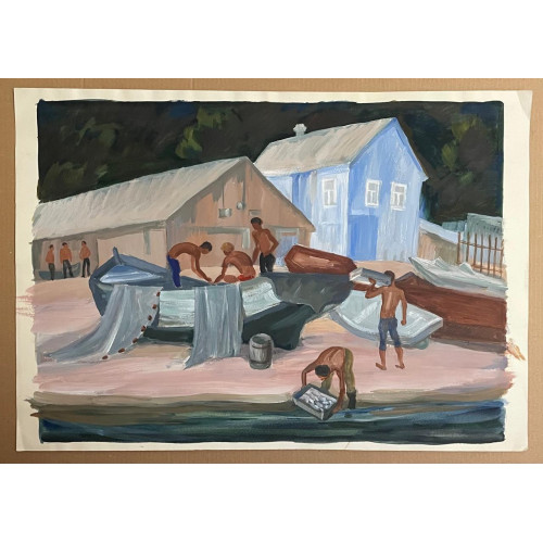 Картина Рыбаки с уловом, художник Пискарева Анна Николаевна