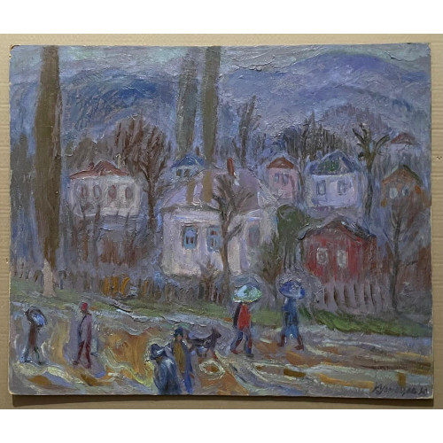 Картина Дождь 1974 год, художник Кузнецов Юрий Михайлович 