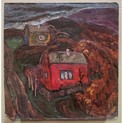 Пейзаж с красным домом. Горячий ключ.