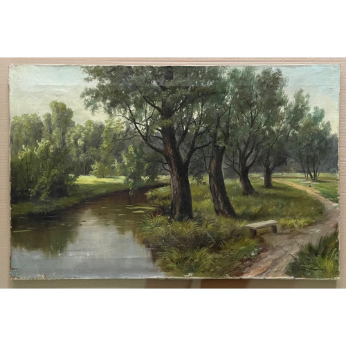Картина Скамейка у реки, художник Неизвестный художник
