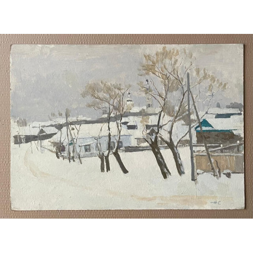 Картина Оттепель 1970 г., художник Сергеев Николай Сергеевич