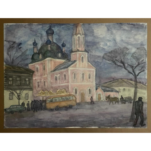 Картина Автобусная остановка, художник Пискарева Анна Николаевна