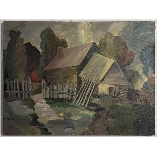 Картина Двор. 1987 г, художник Шорц Владимир Антонович 