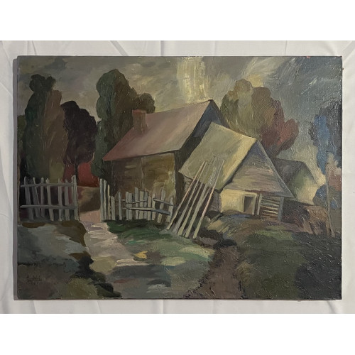 Картина Двор. 1987 г, художник Шорц Владимир Антонович 