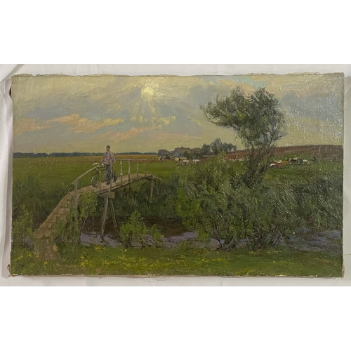 Картина Деревенский мотив, художник Тихомиров Леонид Петрович