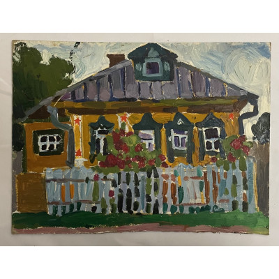 Домик с розовыми кустами