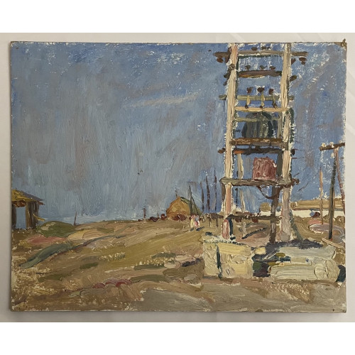 Картина Строительная вышка, художник Севостьянов Геннадий Кириллович