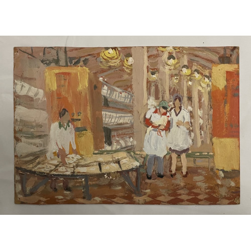 Картина На птицефабрике, художник Кузнецов Юрий Михайлович 