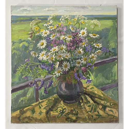 Картина Ромашки на террасе, художник Юрьева Нина Борисовна