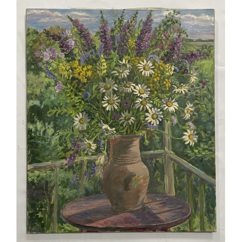 Картина Ромашки на столике, художник Юрьева Нина Борисовна