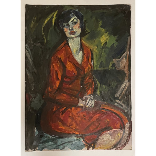 Картина Сидящая девушка в красном, художник Джемаль Джаид Шамильевич