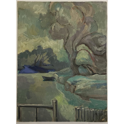 Речной пейзаж и лодка