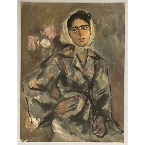 Картина Прекрасная девушка позирует рядом с цветами, художник Горшман Мендель Хаимович