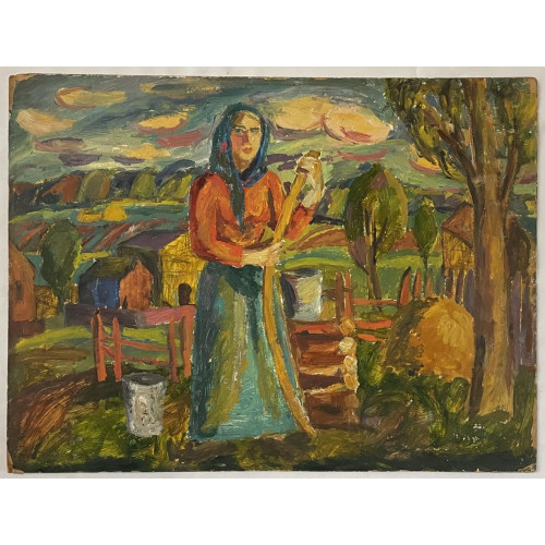 Картина За водой у колодца, художник Пасько Геннадий Иванович