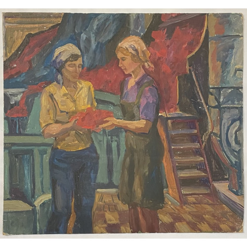 Картина На ткацком заводе, художник Пасько Геннадий Иванович