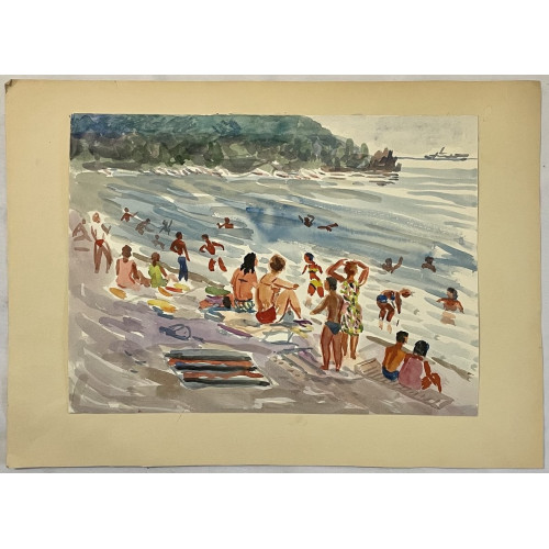 Картина Пляж в Гурзуфе. Солнечный день, художник Лапшин Николай Иустинович