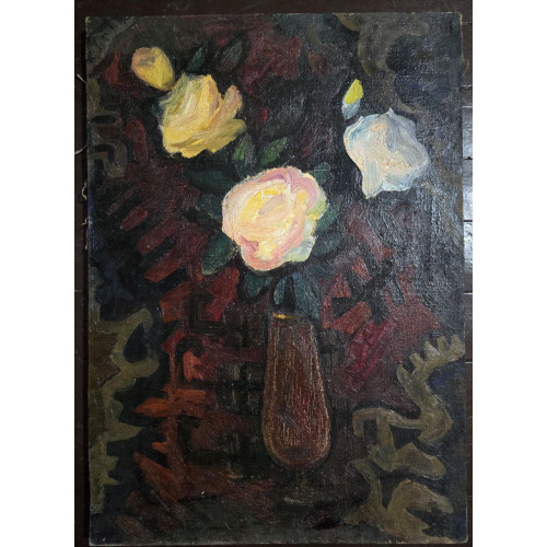 Картина Три розы в вазе на столе, художник Бешкинская Лариса Павловна