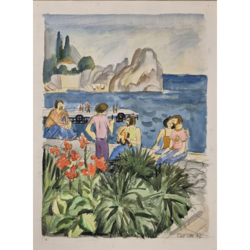 Картина Отдых в Гурзуфе 1977 год, художник Винокур Владимир Исаакович