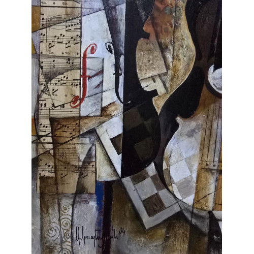 Картина Гитара. Шахматы. Друзья, художник Купецян Арам Авакимович