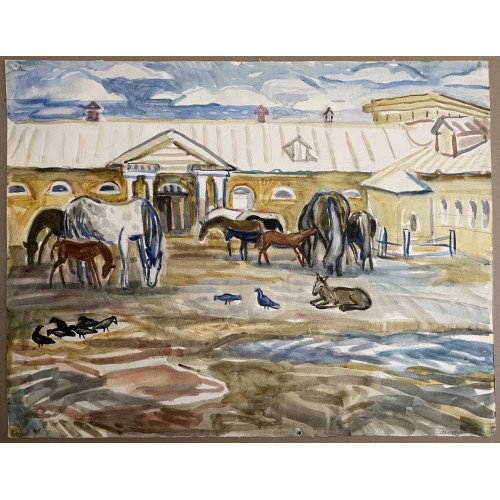 Картина Матки с жеребятами, художник Миронова Марина Алексеевна