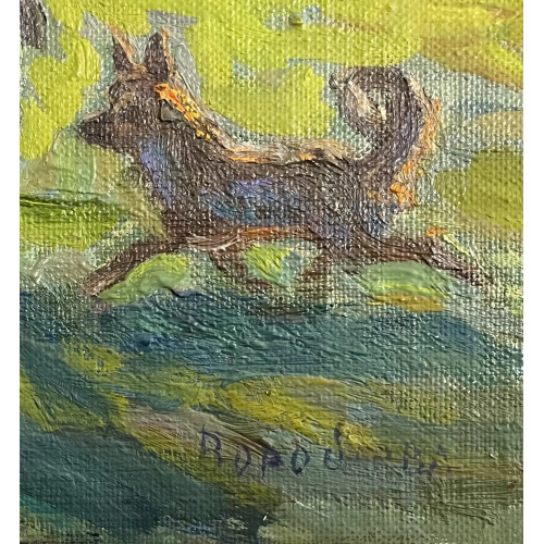 Картина С братом на велосипеде, художник Воробьёва Надежда Дмитриевна