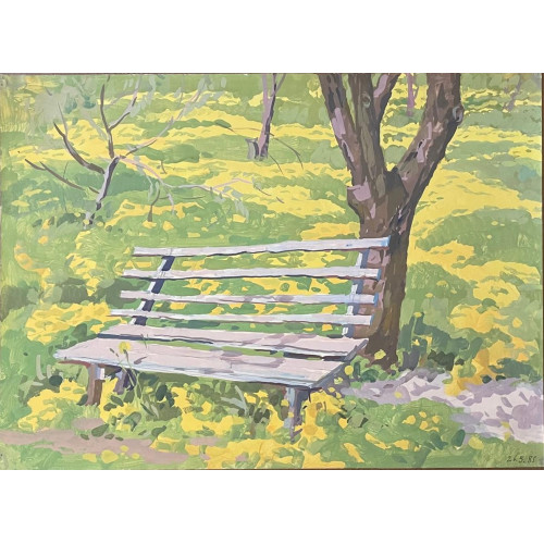 Картина "Скамейка в парке"