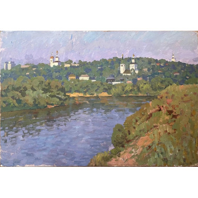 Пейзаж на реку и храм