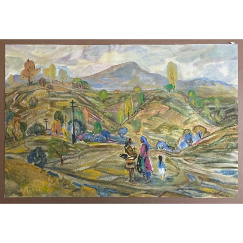 Картина Две женщины беседуют в горной местности , художник Месропян Багдасар Аветисович